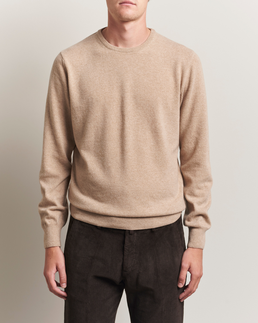 Herr | Tröjor | Morgano | Wool/Cashmere Crewneck Beige