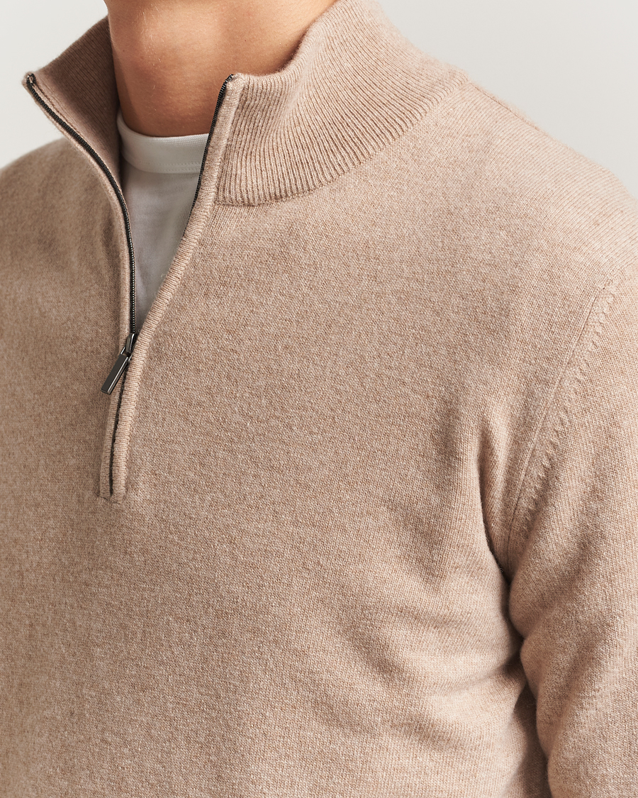 Herr | Tröjor | Morgano | Wool/Cashmere Half-Zip Beige