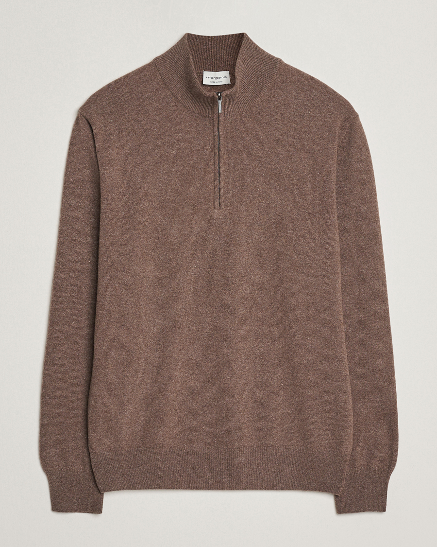 Herr | Tröjor | Morgano | Wool/Cashmere Half-Zip Brown