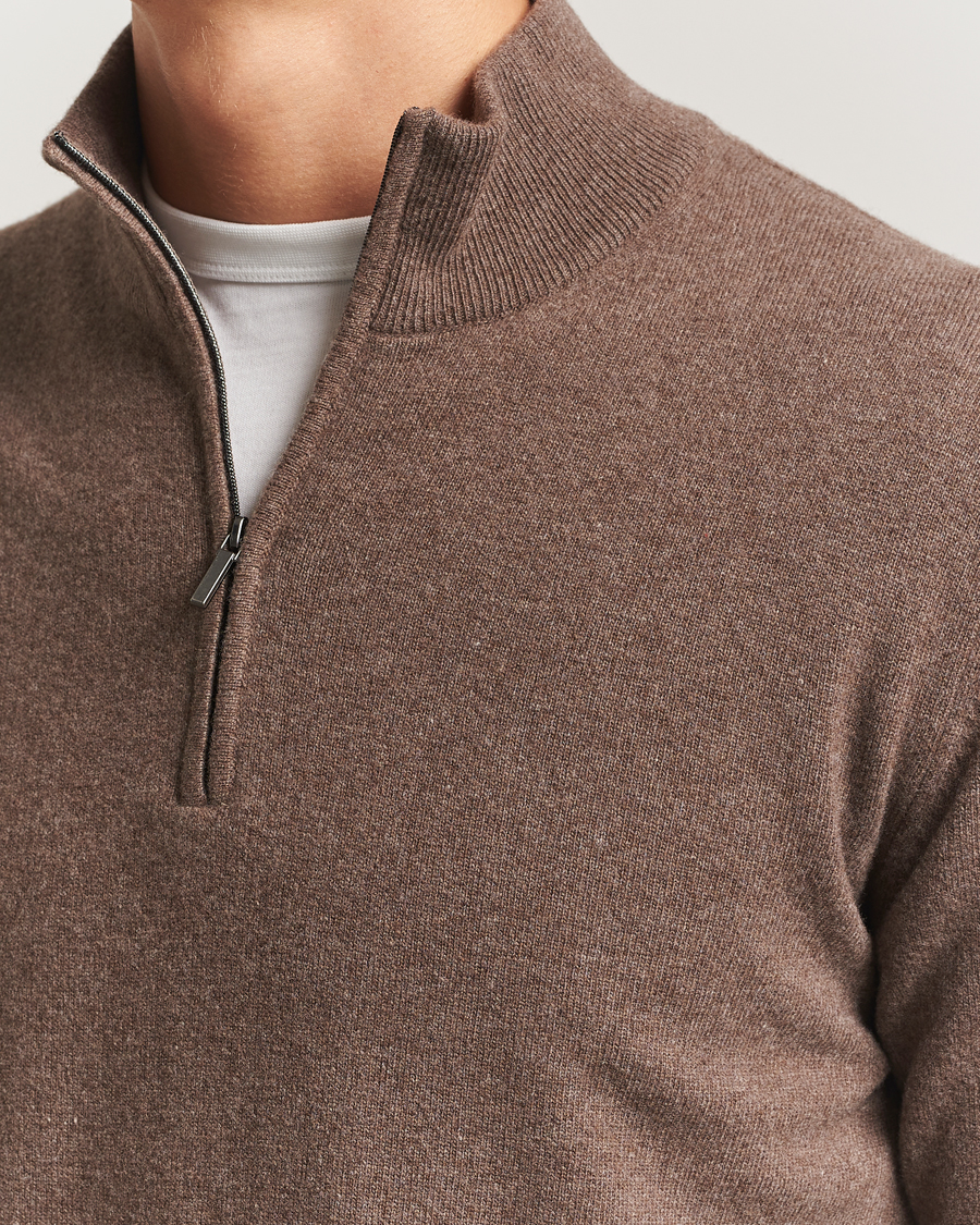 Herr | Tröjor | Morgano | Wool/Cashmere Half-Zip Brown