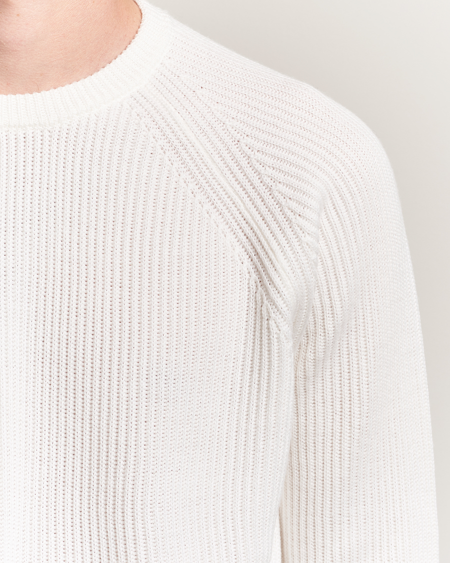 Herr | Tröjor | Morgano | Merino Knitted Fisherman Ribb White