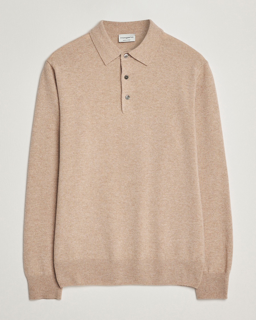 Herr | Tröjor | Morgano | Wool/Cashmere Polo Beige