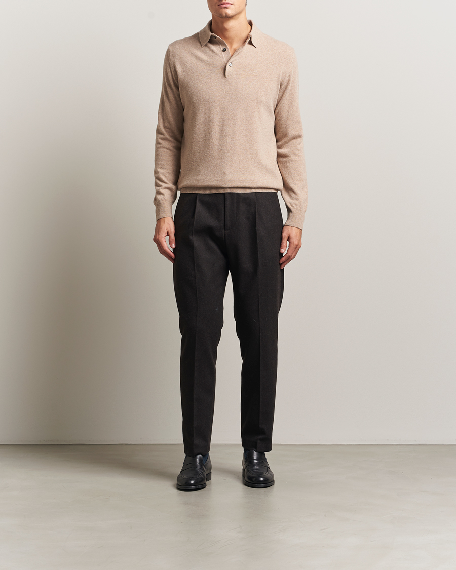 Herr | Tröjor | Morgano | Wool/Cashmere Polo Beige