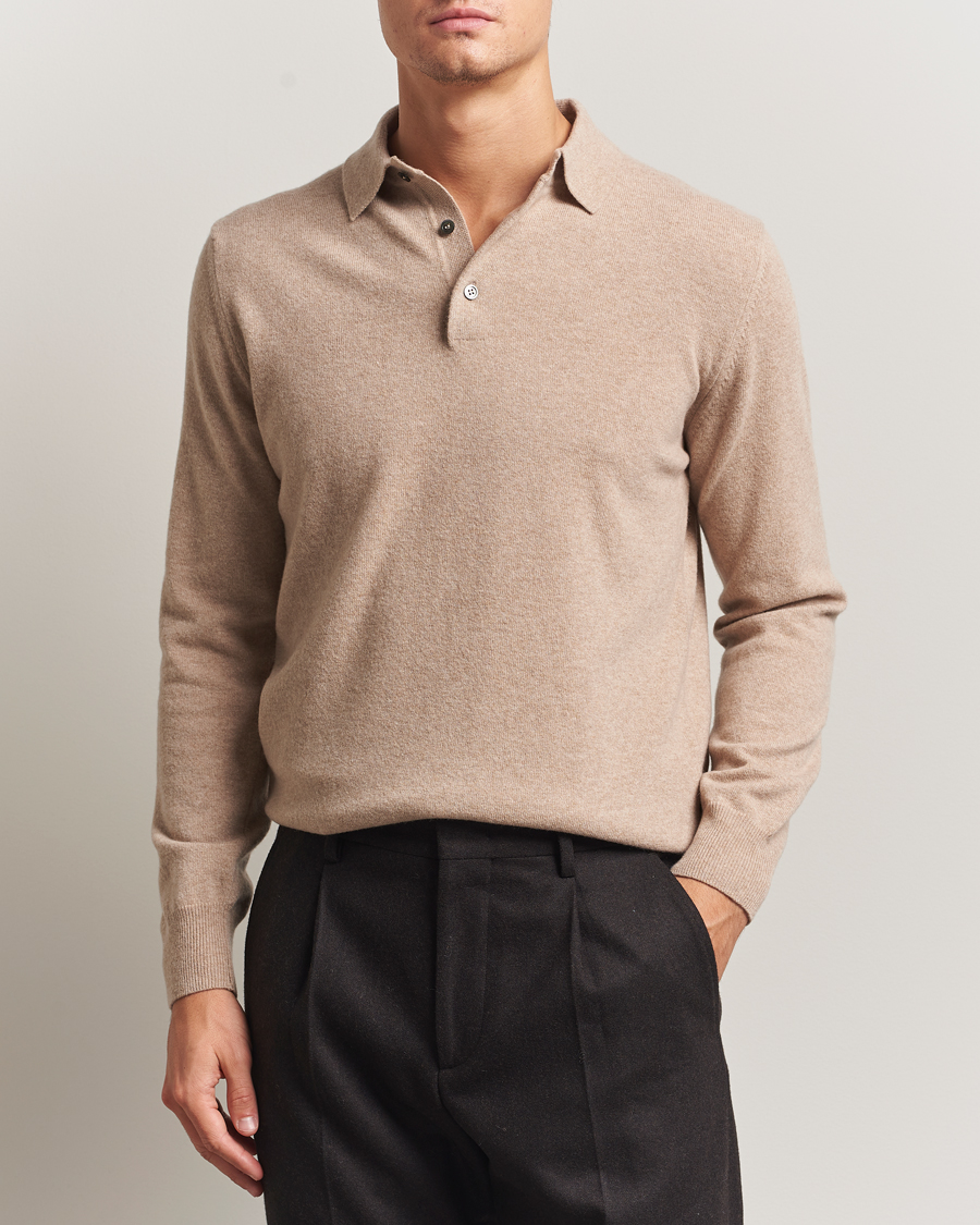 Herr | Tröjor | Morgano | Wool/Cashmere Polo Beige