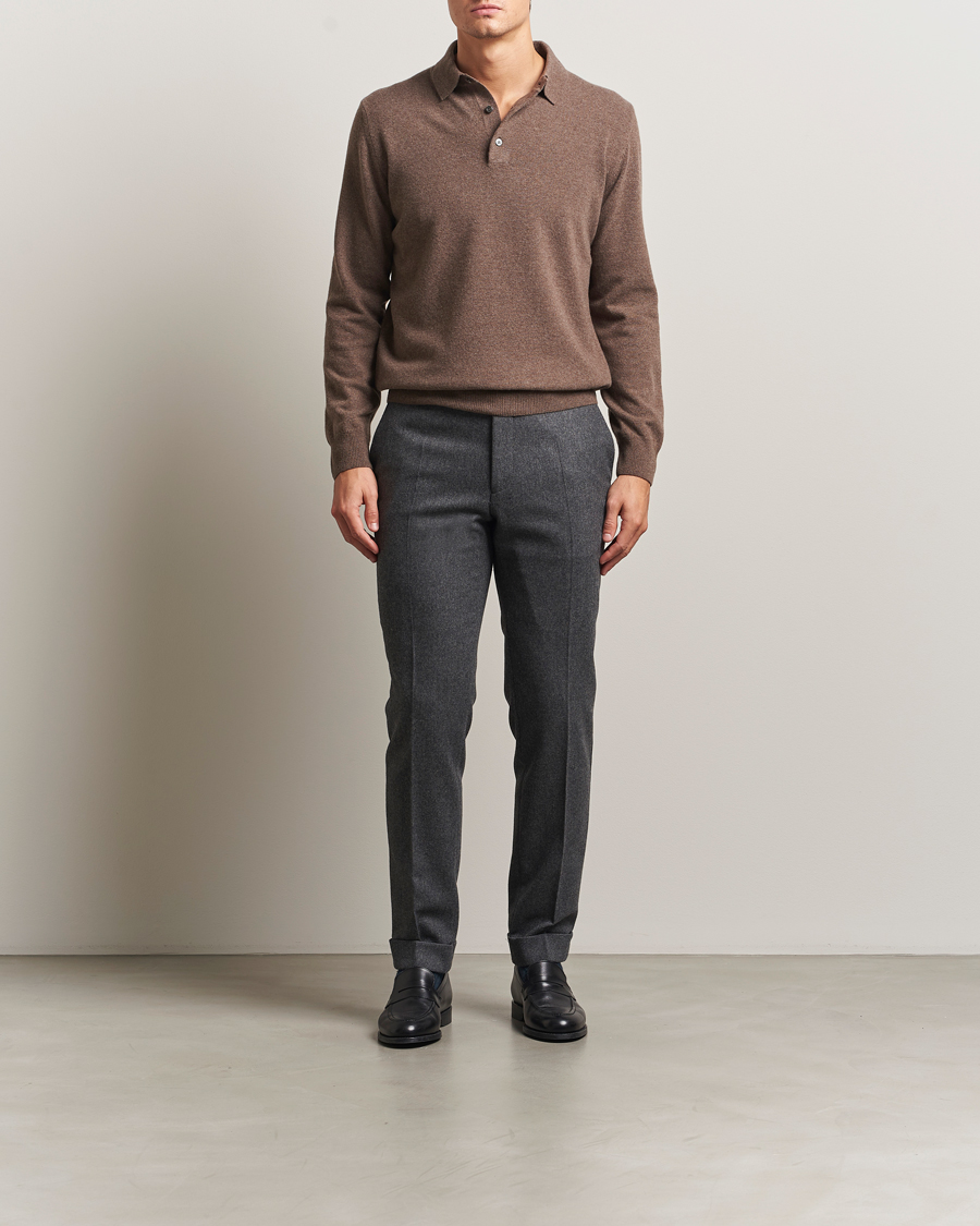 Herr | Tröjor | Morgano | Wool/Cashmere Polo Brown