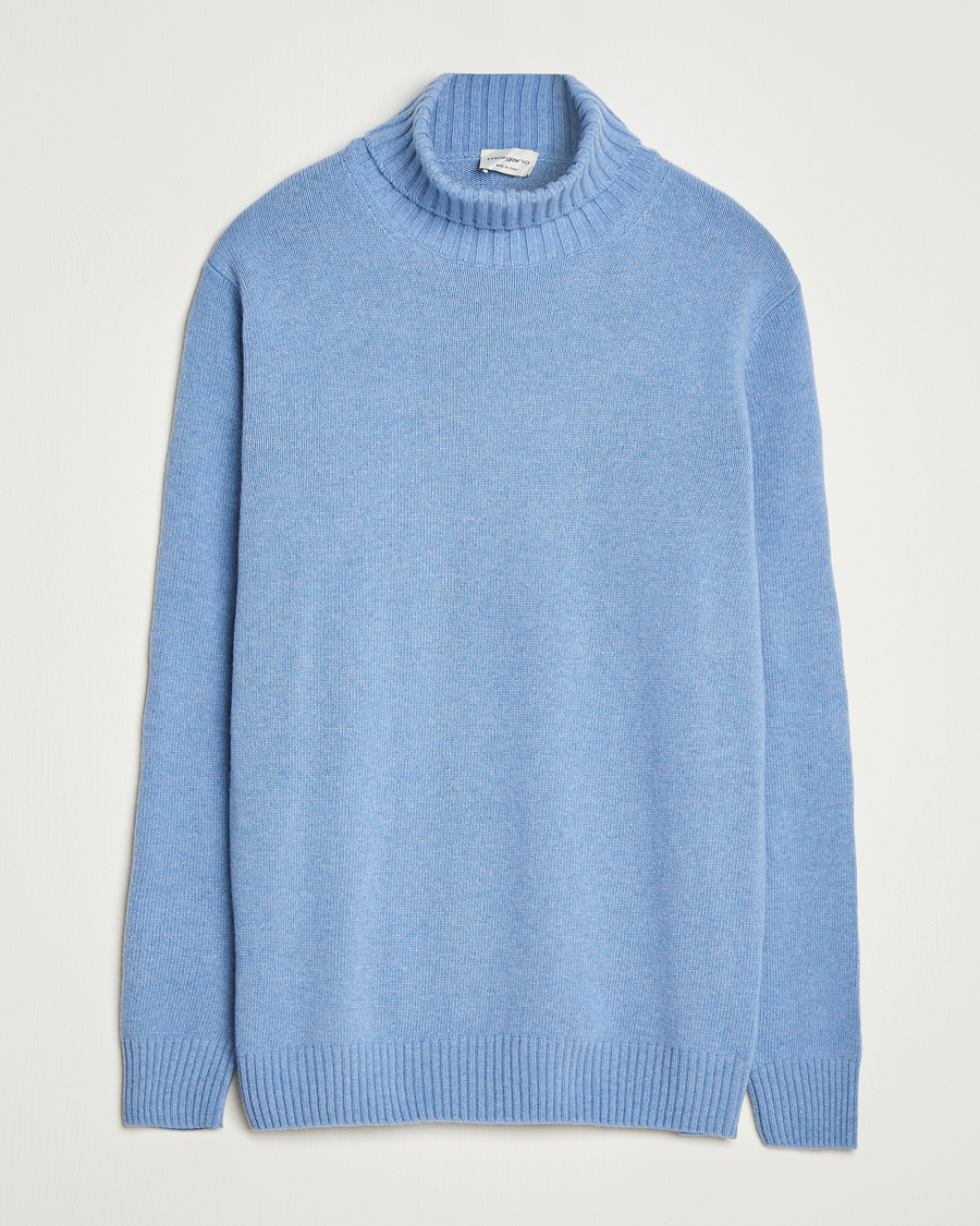 Herr | Tröjor | Morgano | Wool/Cashmere Heavy Knit Rollneck Light Blue