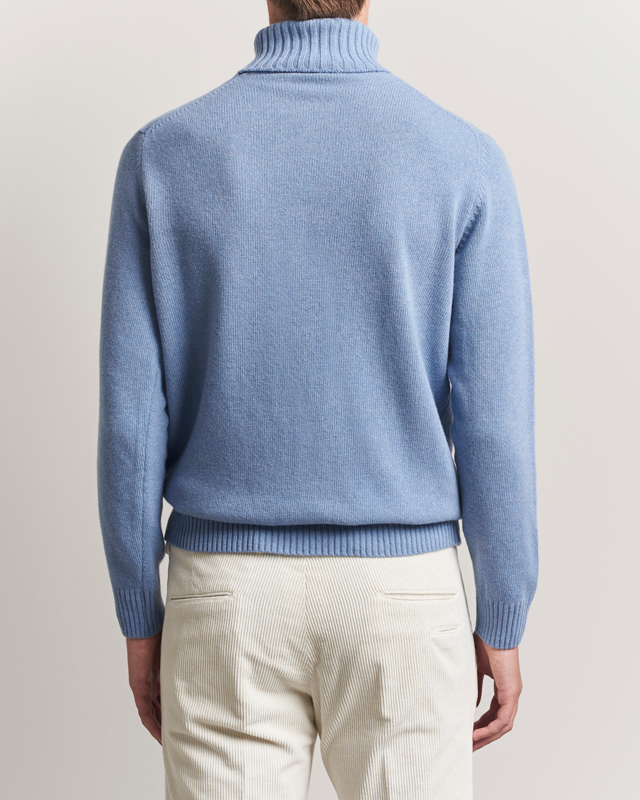 Herr | Tröjor | Morgano | Wool/Cashmere Heavy Knit Rollneck Light Blue