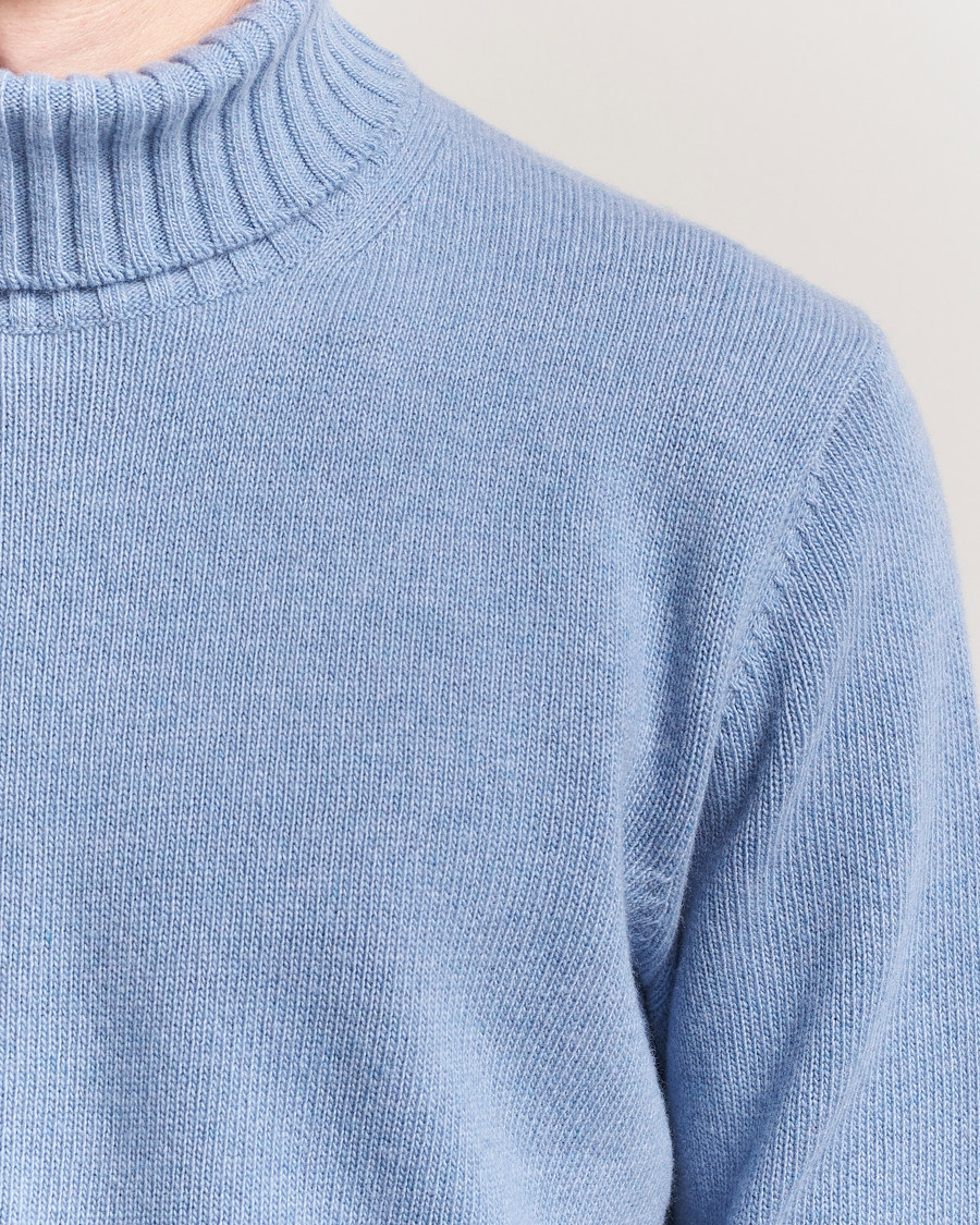 Herr | Tröjor | Morgano | Wool/Cashmere Heavy Knit Rollneck Light Blue