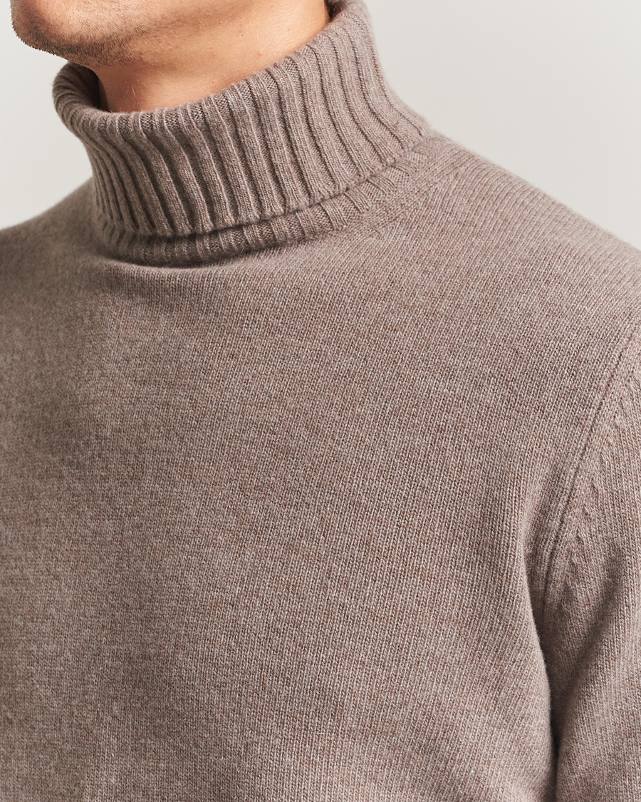 Herr | Tröjor | Morgano | Wool/Cashmere Heavy Knit Rollneck Light Brown