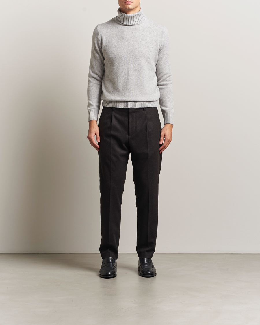 Herr | Tröjor | Morgano | Wool/Cashmere Heavy Knit Rollneck Light Grey