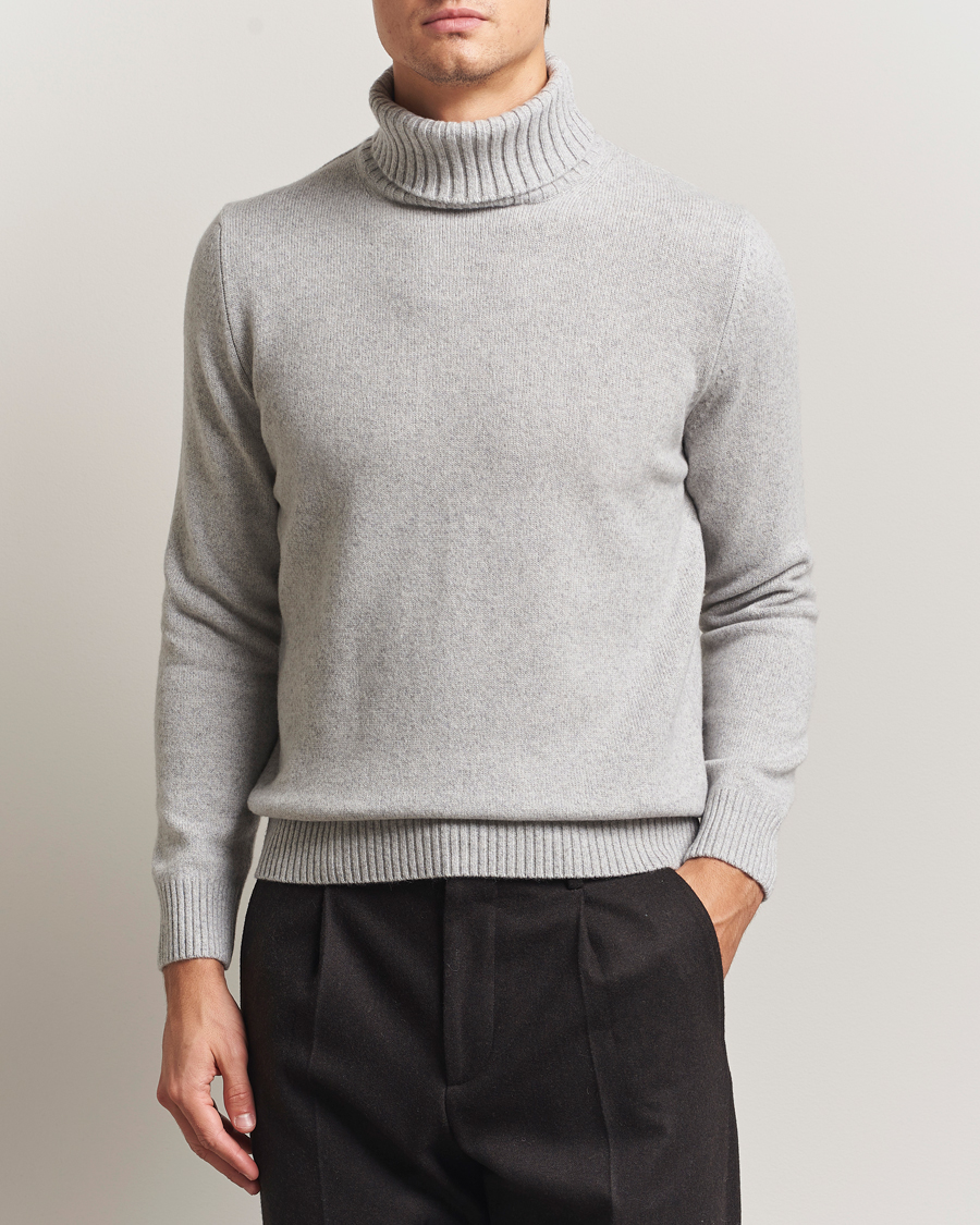 Herr | Tröjor | Morgano | Wool/Cashmere Heavy Knit Rollneck Light Grey