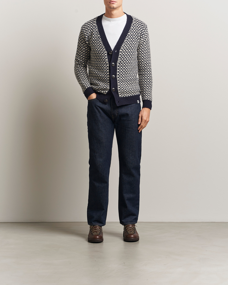 Herr | Tröjor | Peregrine | Network Merino Cardigan Navy