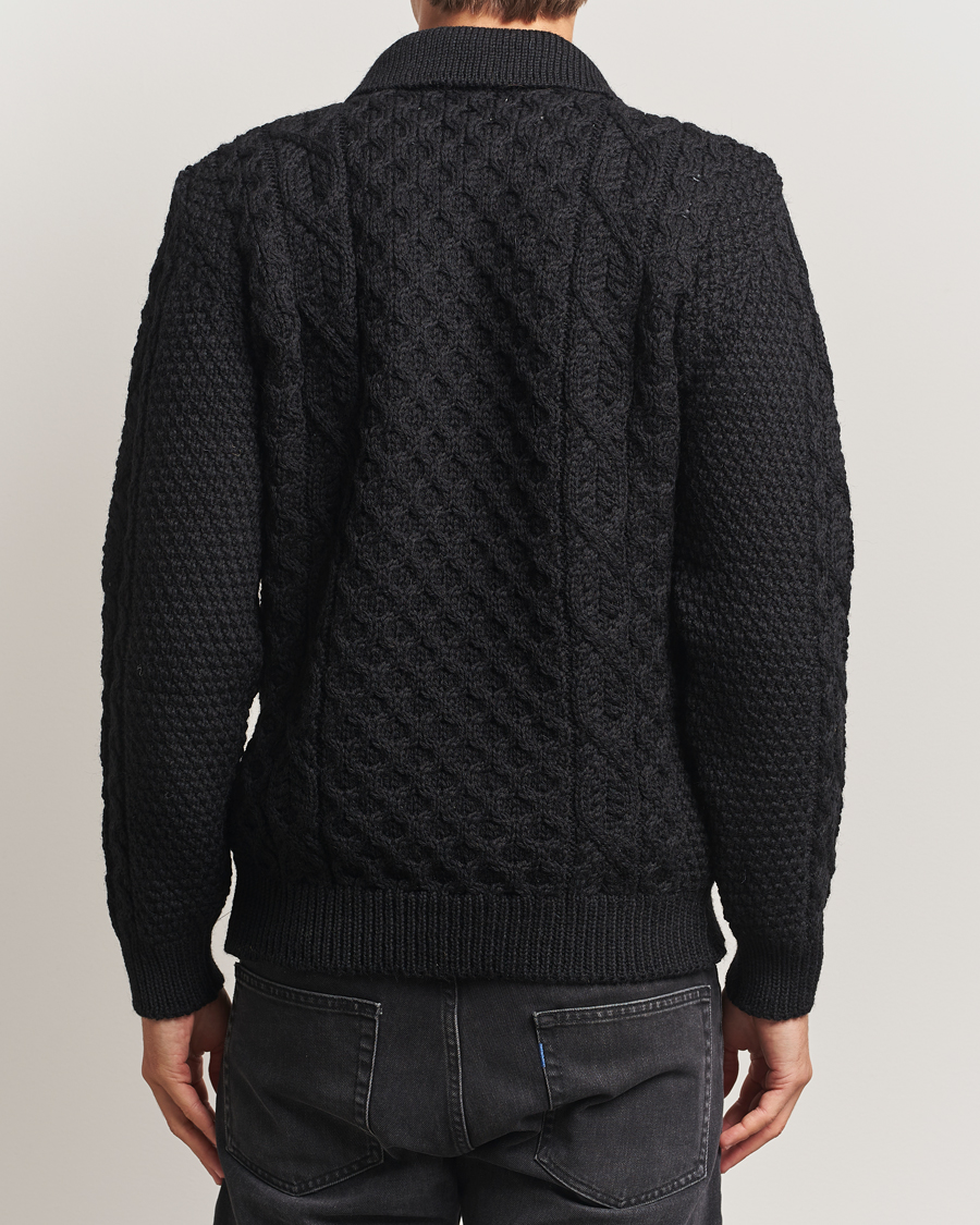 Herr | Tröjor | Peregrine | Hudson Wool Aran Knitted Cardigan Black