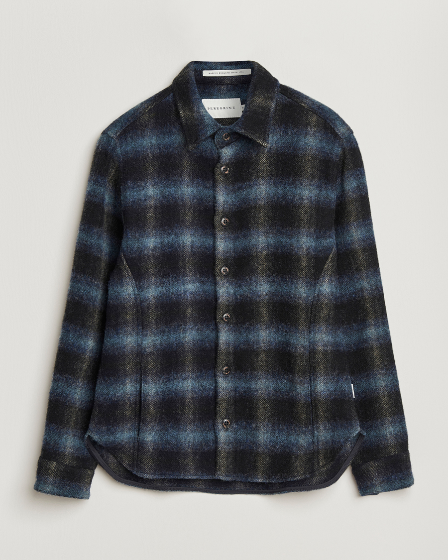 Herr | Skjortor | Peregrine | Moon Wool Check Overshirt Navy