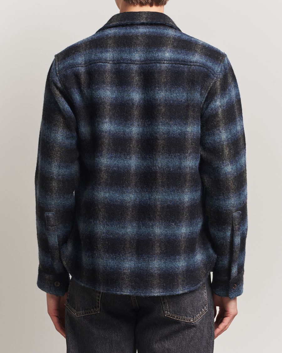 Herr | Skjortor | Peregrine | Moon Wool Check Overshirt Navy