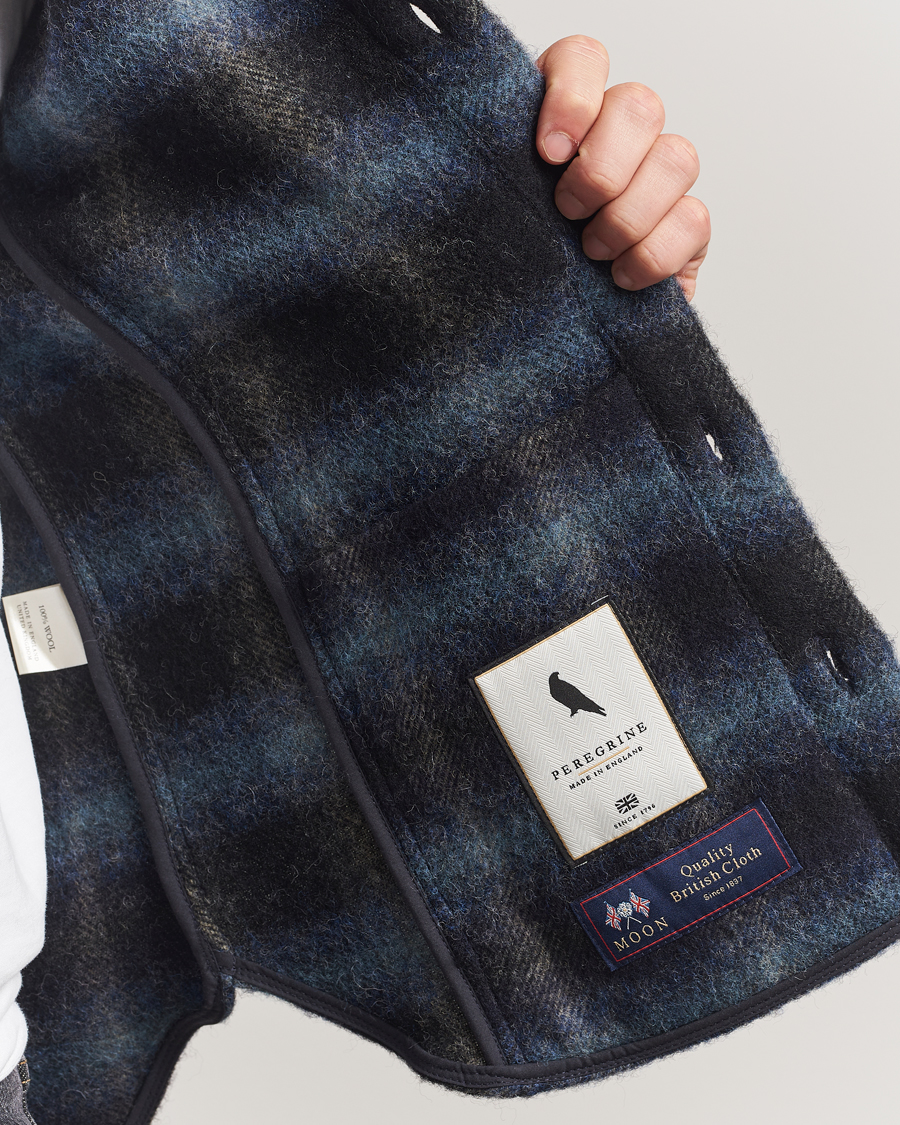 Herr | Skjortor | Peregrine | Moon Wool Check Overshirt Navy