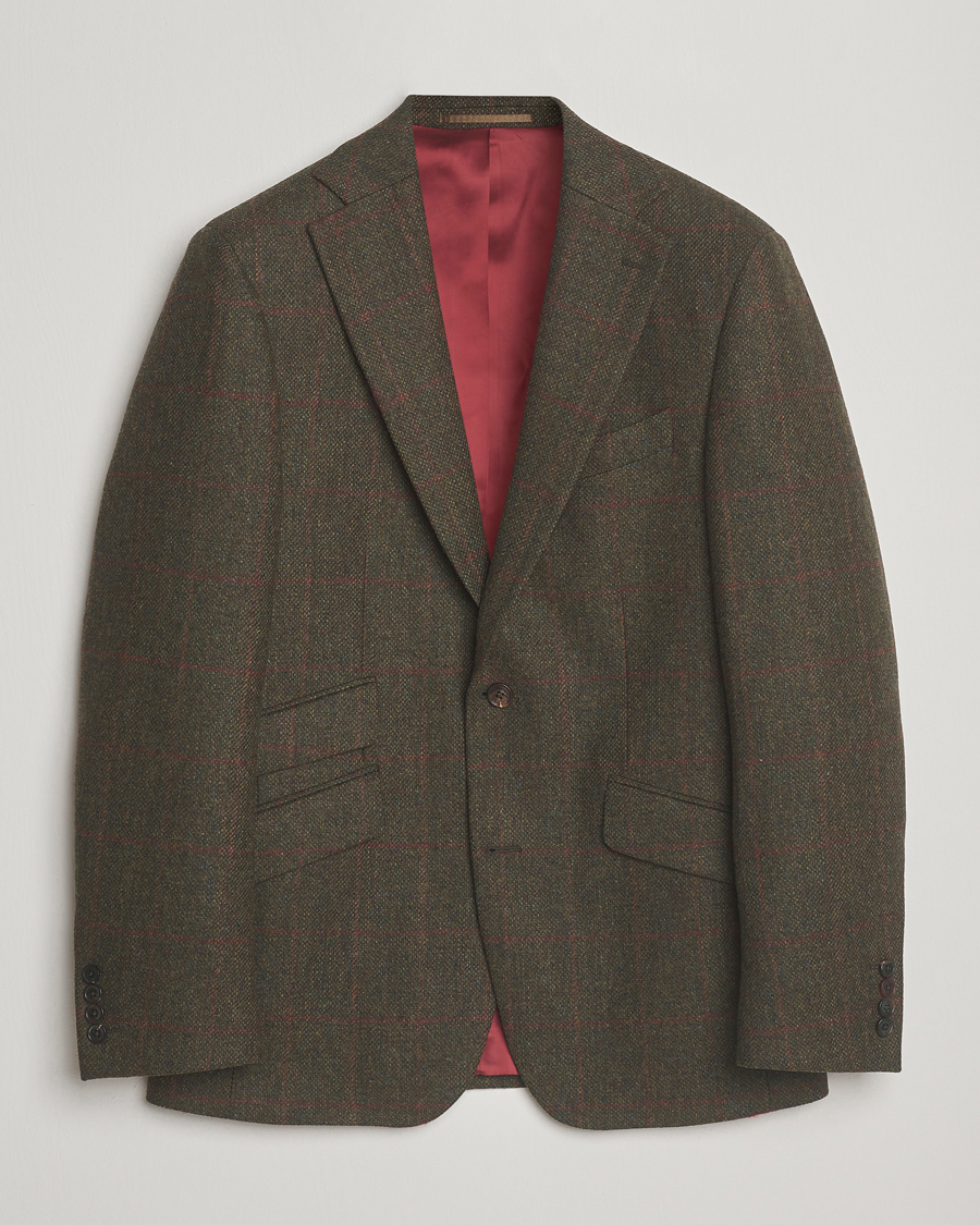 Herr | Kavajer | Walker Slater | Edward Lambswool Windowpane Blazer Dark Green