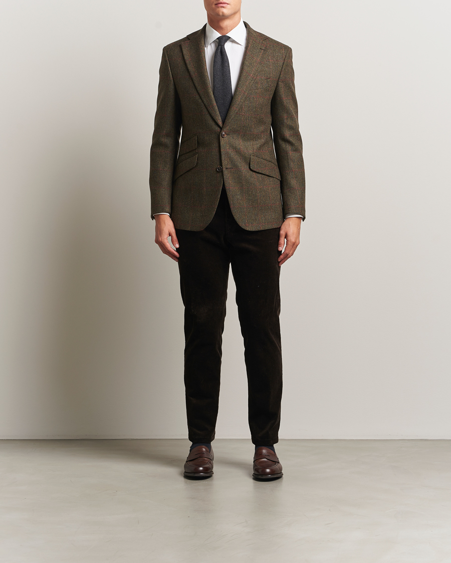 Herr | Kavajer | Walker Slater | Edward Lambswool Windowpane Blazer Dark Green