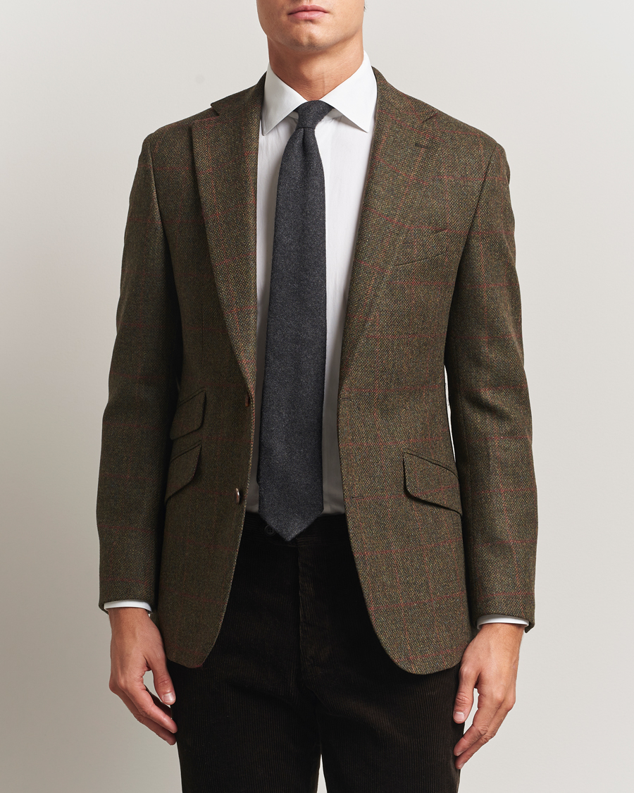 Herr | Kavajer | Walker Slater | Edward Lambswool Windowpane Blazer Dark Green