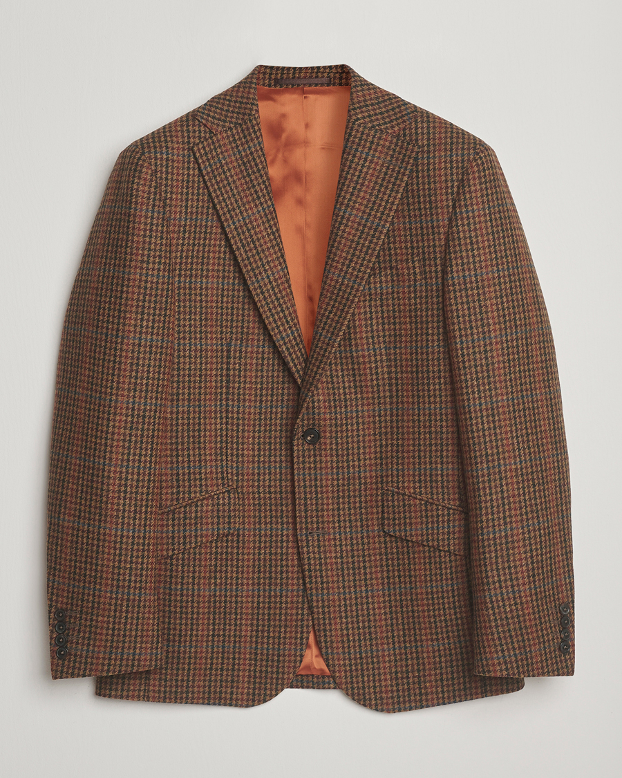 Herr | Kavajer | Walker Slater | Edward Lambswool Dogtooth Blazer Brown