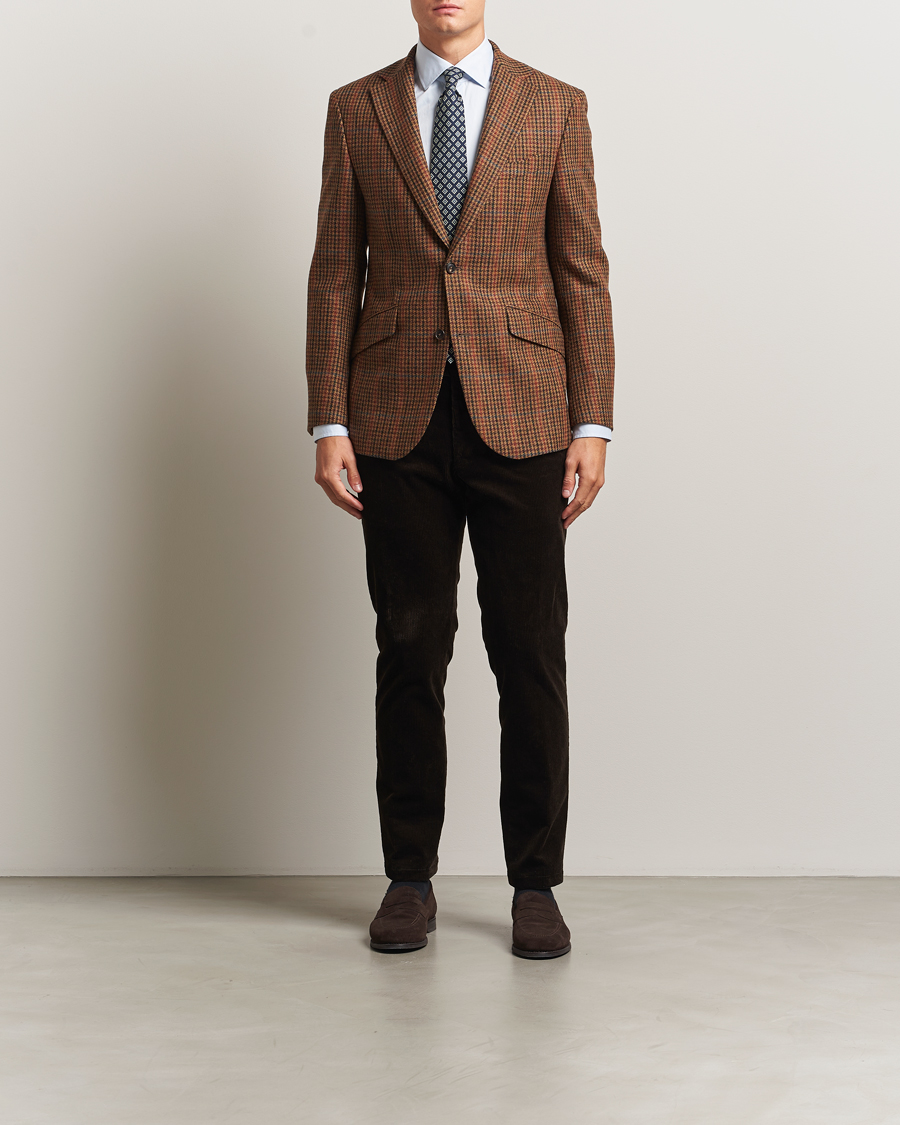 Herr | Kavajer | Walker Slater | Edward Lambswool Dogtooth Blazer Brown