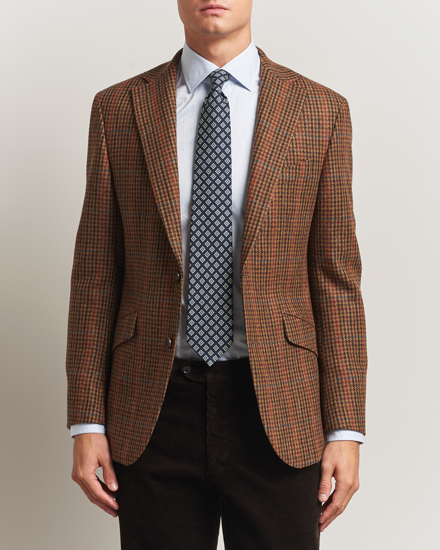 Herr | Kavajer | Walker Slater | Edward Lambswool Dogtooth Blazer Brown