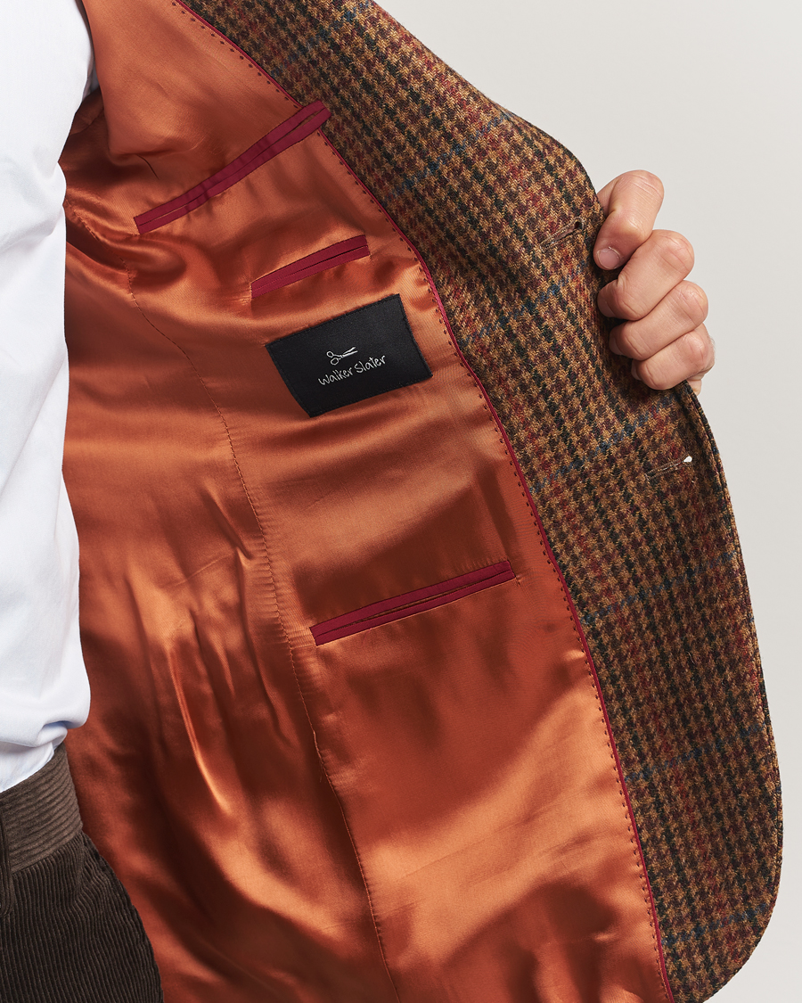 Herr | Kavajer | Walker Slater | Edward Lambswool Dogtooth Blazer Brown