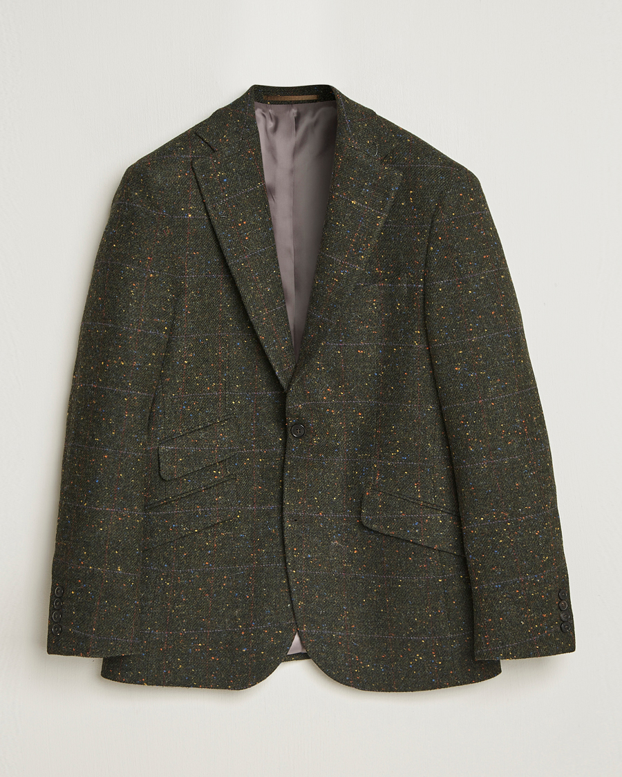 Herr | Kavajer | Walker Slater | Edward Lambswool Donegal Windowpane Blazer Dark Green