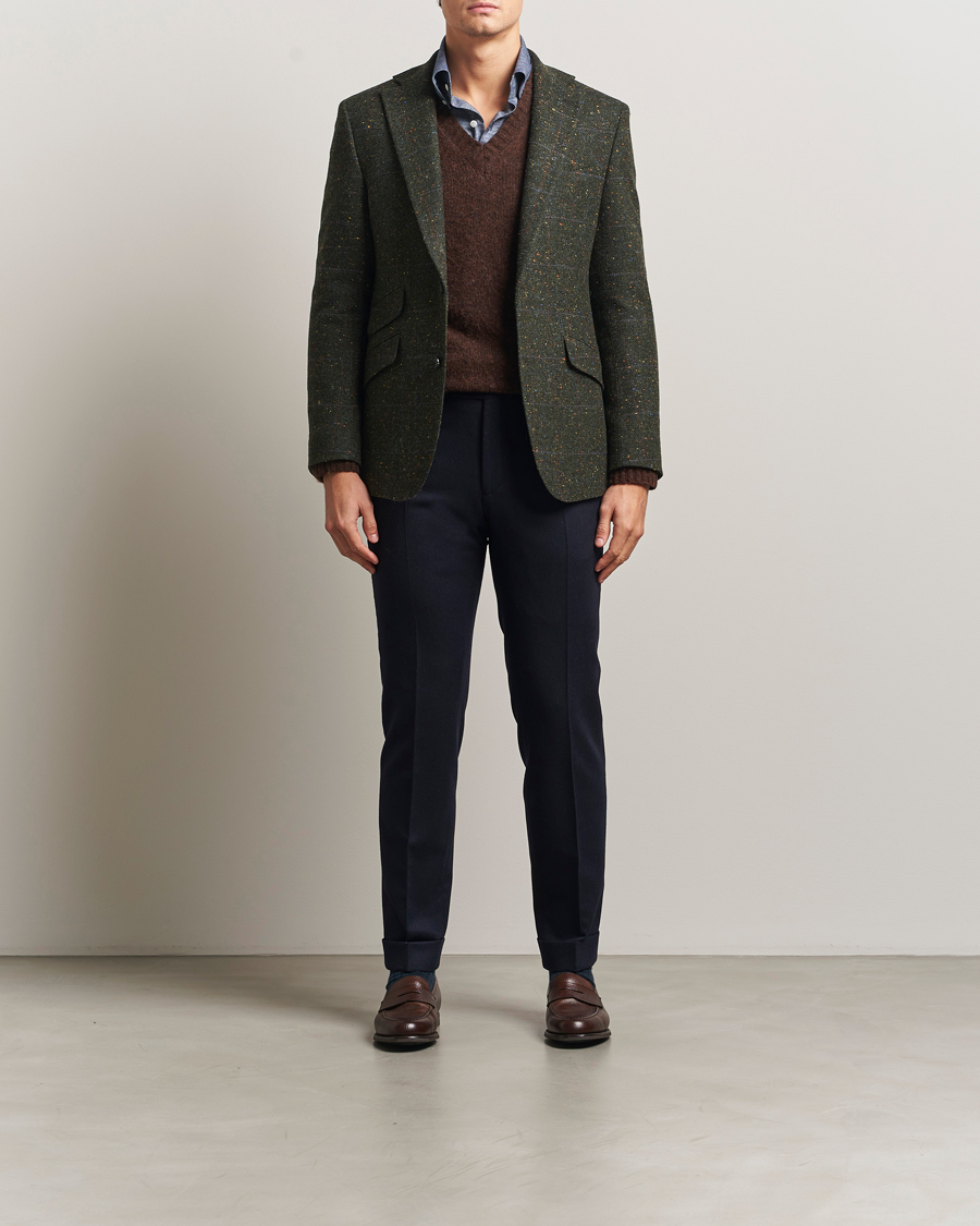 Herr | Kavajer | Walker Slater | Edward Lambswool Donegal Windowpane Blazer Dark Green