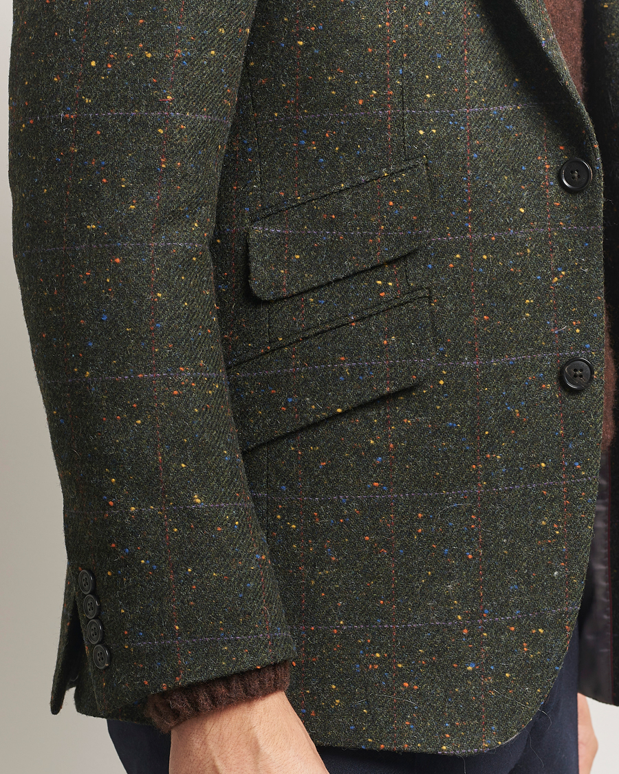 Herr | Kavajer | Walker Slater | Edward Lambswool Donegal Windowpane Blazer Dark Green
