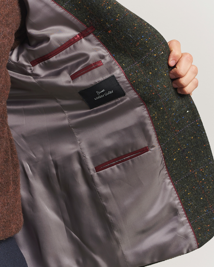 Herr | Kavajer | Walker Slater | Edward Lambswool Donegal Windowpane Blazer Dark Green