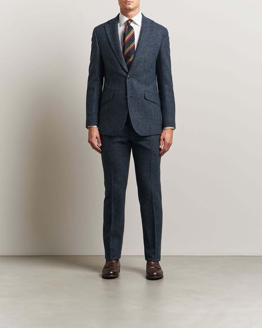 Herr | Byxor | Walker Slater | Edward Shetland Wool Donegal Trousers Navy