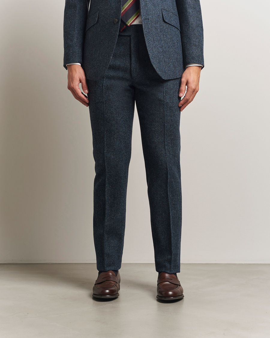 Herr | Byxor | Walker Slater | Edward Shetland Wool Donegal Trousers Navy