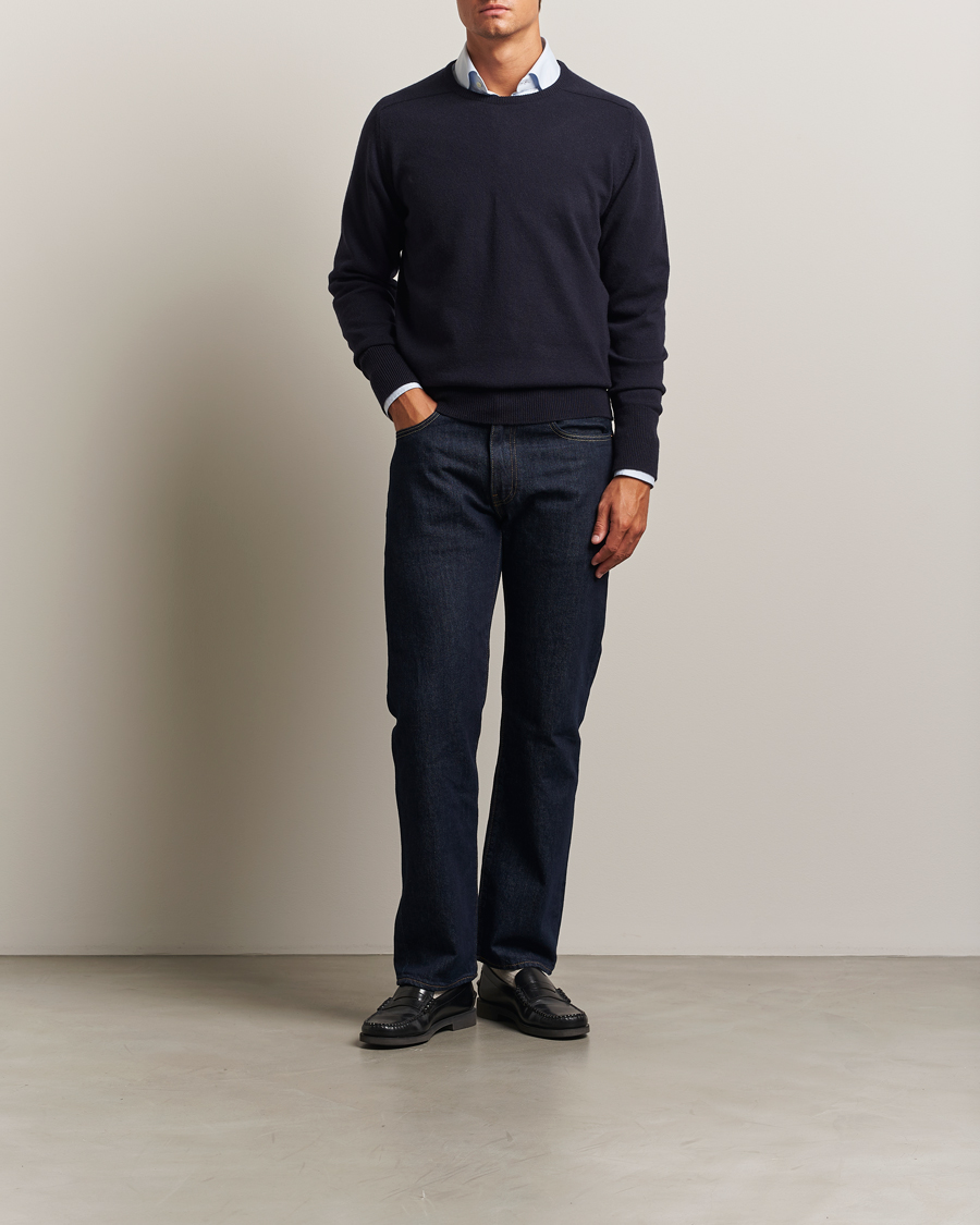 Herr | Tröjor | William Lockie | Melrose Cashmere Crew Neck Dark Navy