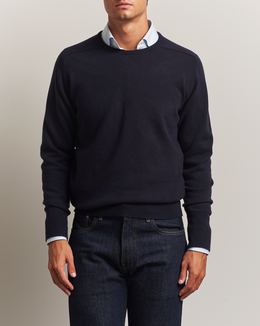 Herr | Tröjor | William Lockie | Melrose Cashmere Crew Neck Dark Navy