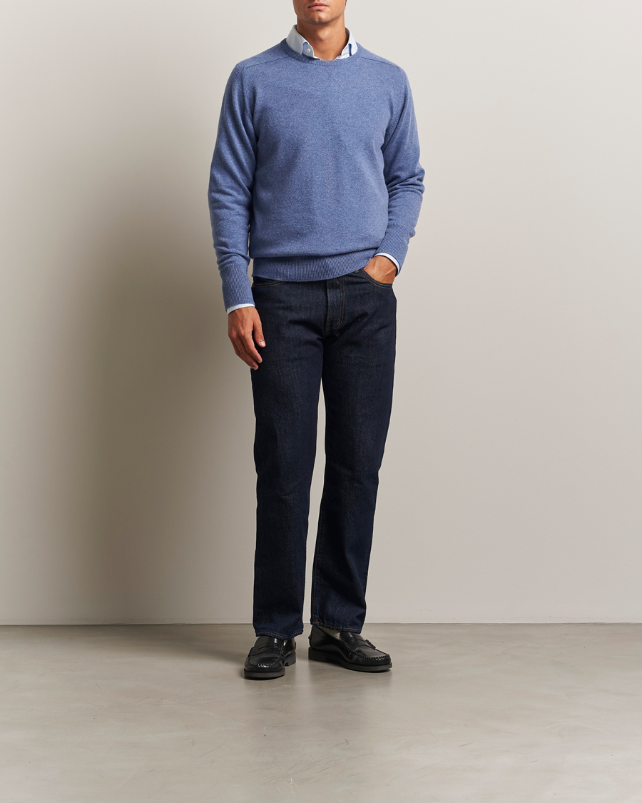 Herr | Tröjor | William Lockie | Melrose Cashmere Crew Neck Blue