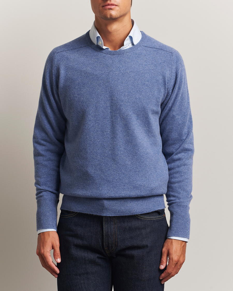 Herr | Tröjor | William Lockie | Melrose Cashmere Crew Neck Blue