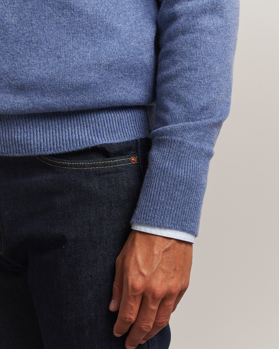 Herr | Tröjor | William Lockie | Melrose Cashmere Crew Neck Blue