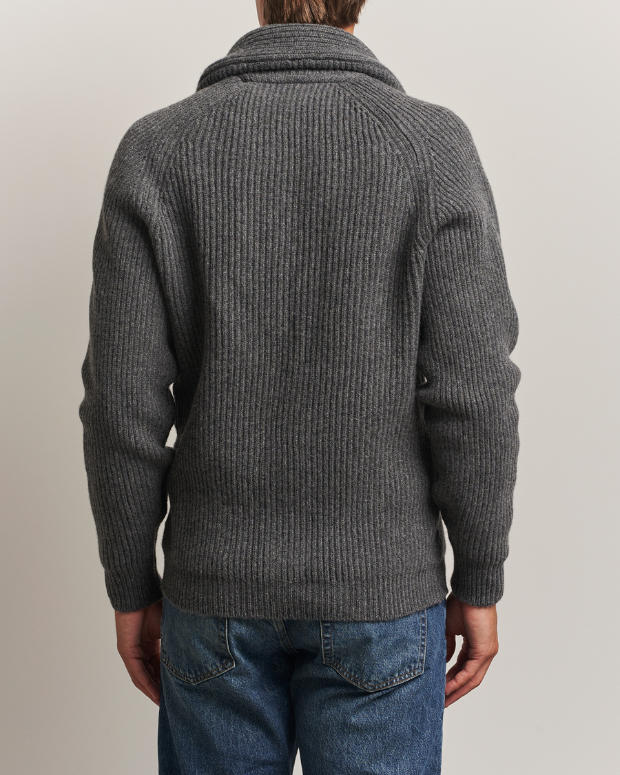 Herr | Tröjor | William Lockie | Windsor Geelong Lambswool Shawl Cardigan Grey