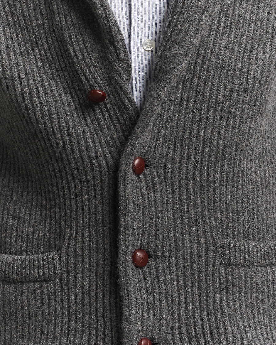 Herr | Tröjor | William Lockie | Windsor Geelong Lambswool Shawl Cardigan Grey