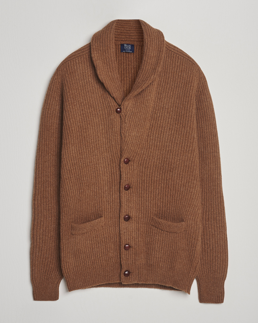 Herr | Tröjor | William Lockie | Windsor Geelong Lambswool Shawl Cardigan Brown