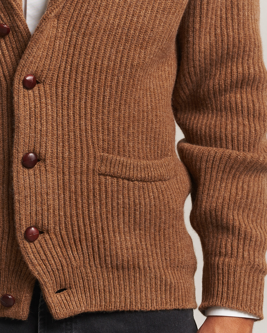 Herr | Tröjor | William Lockie | Windsor Geelong Lambswool Shawl Cardigan Brown