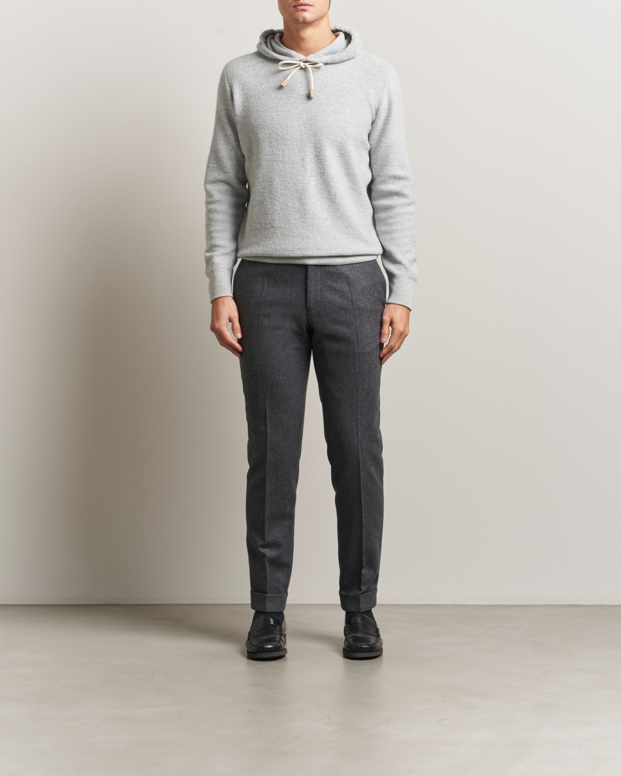 Herr | Tröjor | Gran Sasso | Boiled Wool Hoodie Light Grey Melange