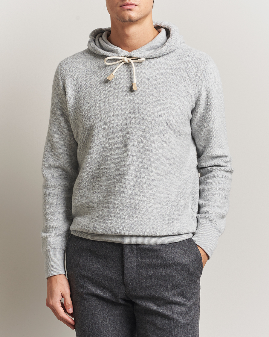 Herr | Tröjor | Gran Sasso | Boiled Wool Hoodie Light Grey Melange