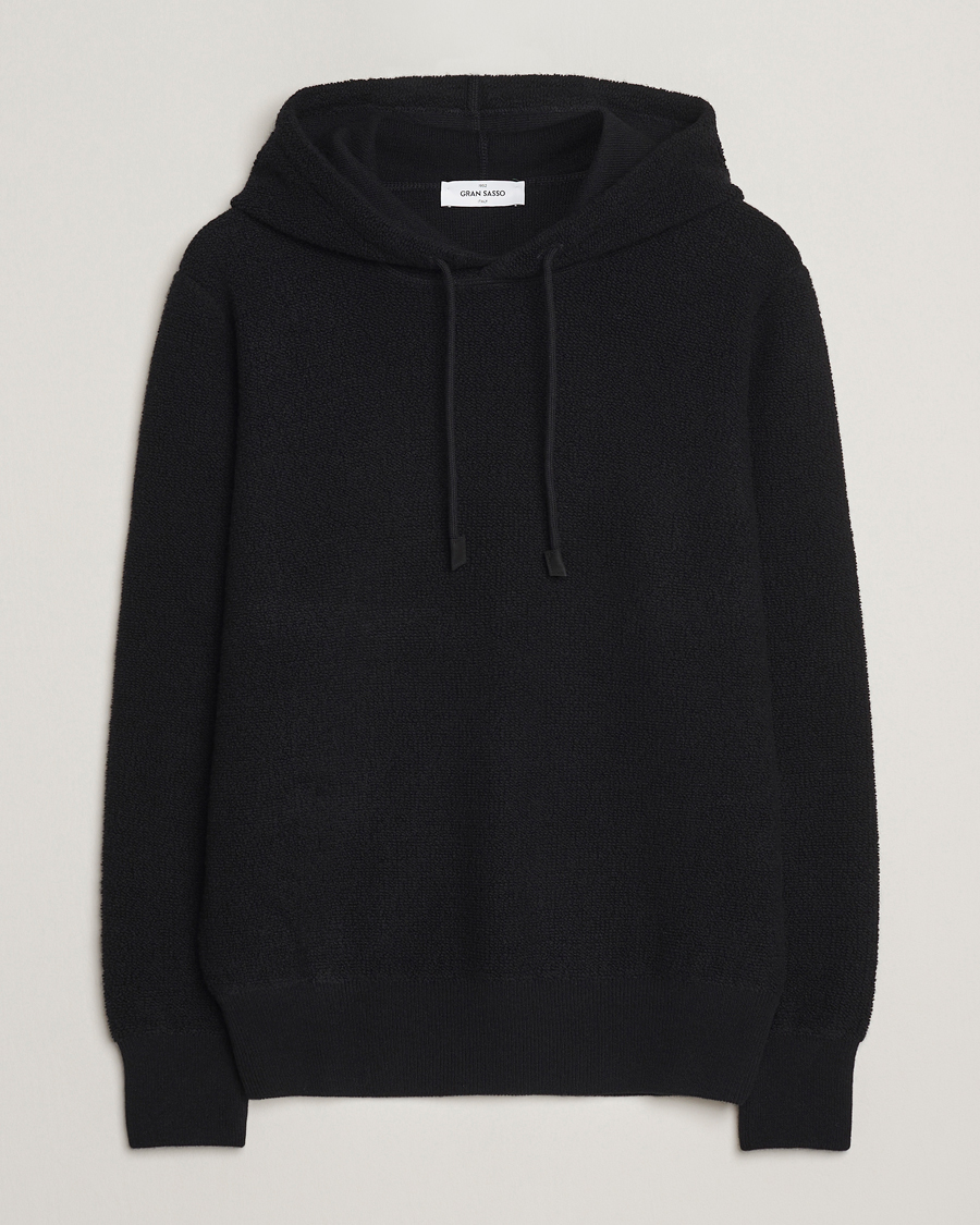 Herr | Tröjor | Gran Sasso | Boiled Wool Hoodie Black