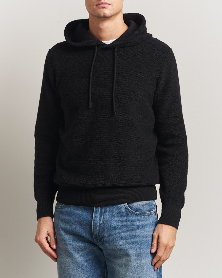 Herr | Tröjor | Gran Sasso | Boiled Wool Hoodie Black