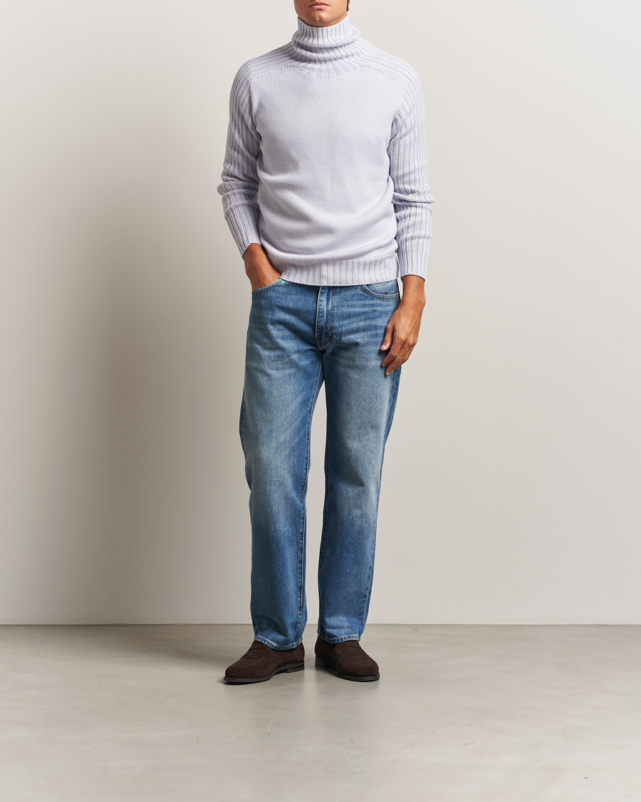 Herr | Tröjor | Gran Sasso | Rainwool Rollneck Light Purple Melange
