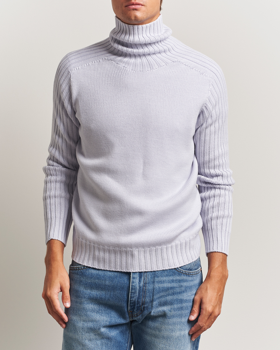 Herr | Tröjor | Gran Sasso | Rainwool Rollneck Light Purple Melange