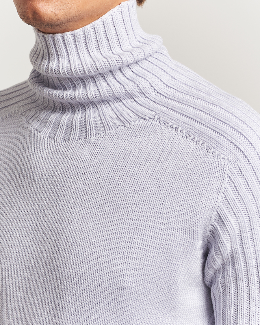 Herr | Tröjor | Gran Sasso | Rainwool Rollneck Light Purple Melange