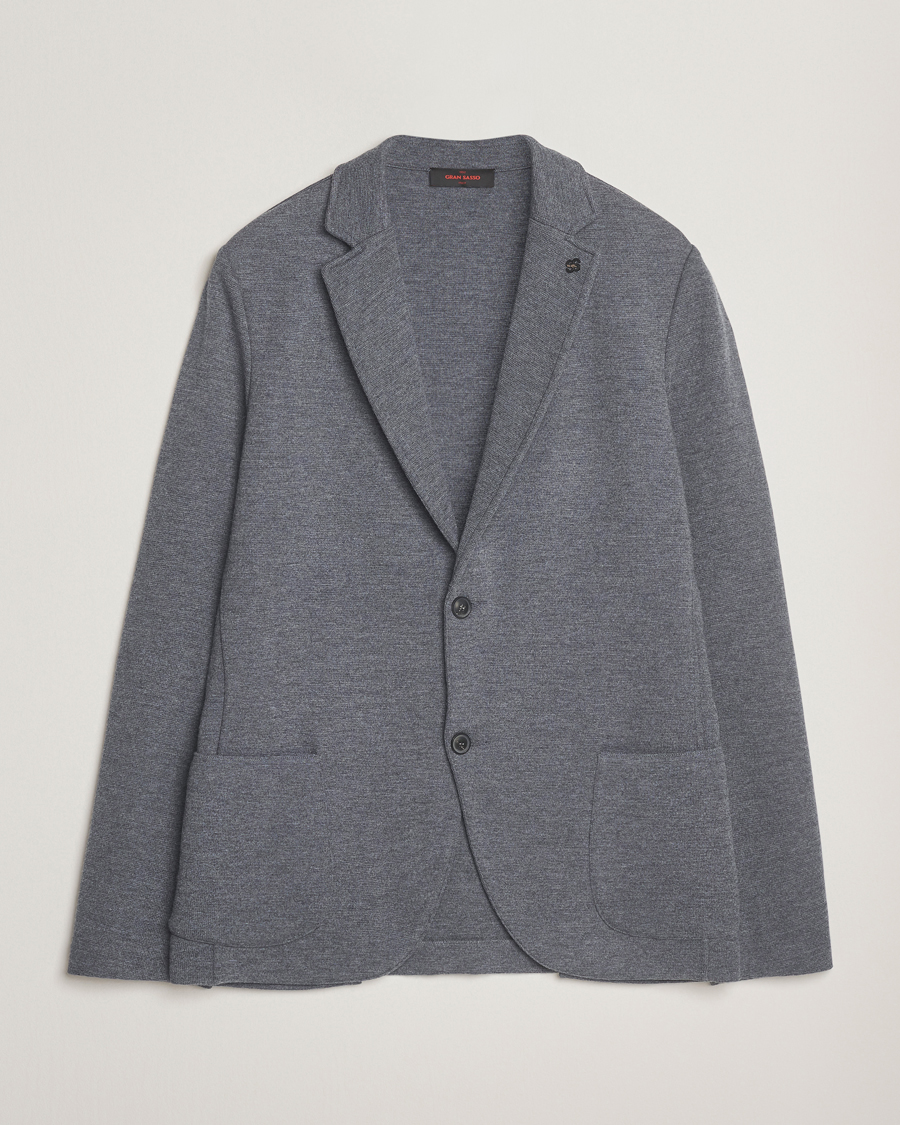 Herr | Kavajer | Gran Sasso | Rainwool Knitted Blazer Grey Melange